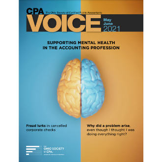 CPA Voice cover with brain on it for mental health.